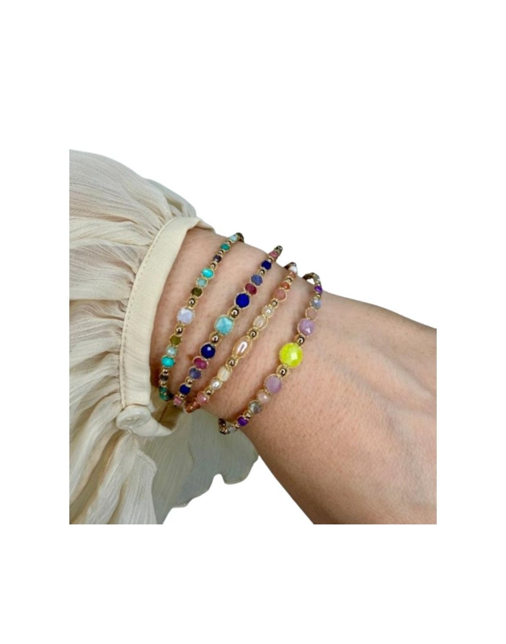 Pulsera Eva Hecha a Mano con Aragonita y Otras Piedras Semipreciosas