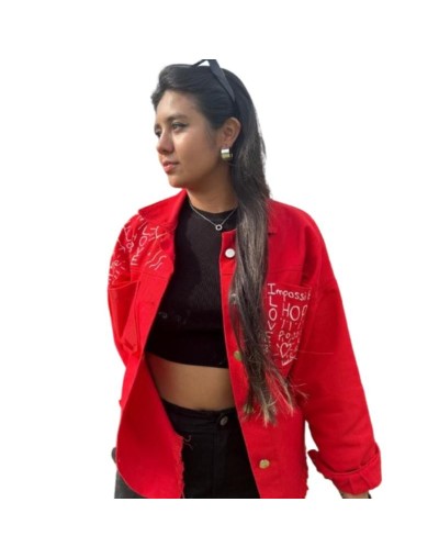 Chaqueta pintada a mano Letras