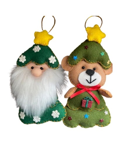 Set de Adornos Navideños Artesanales en Paño Lency – Hechos a Mano