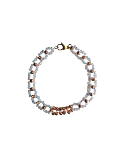 Gargantilla Choker Muranitos Transparentes y Rodios Rosados 