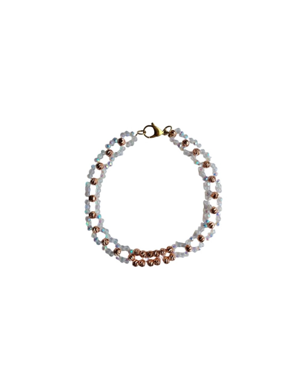 Gargantilla Choker Muranitos Transparentes y Rodios Rosados 