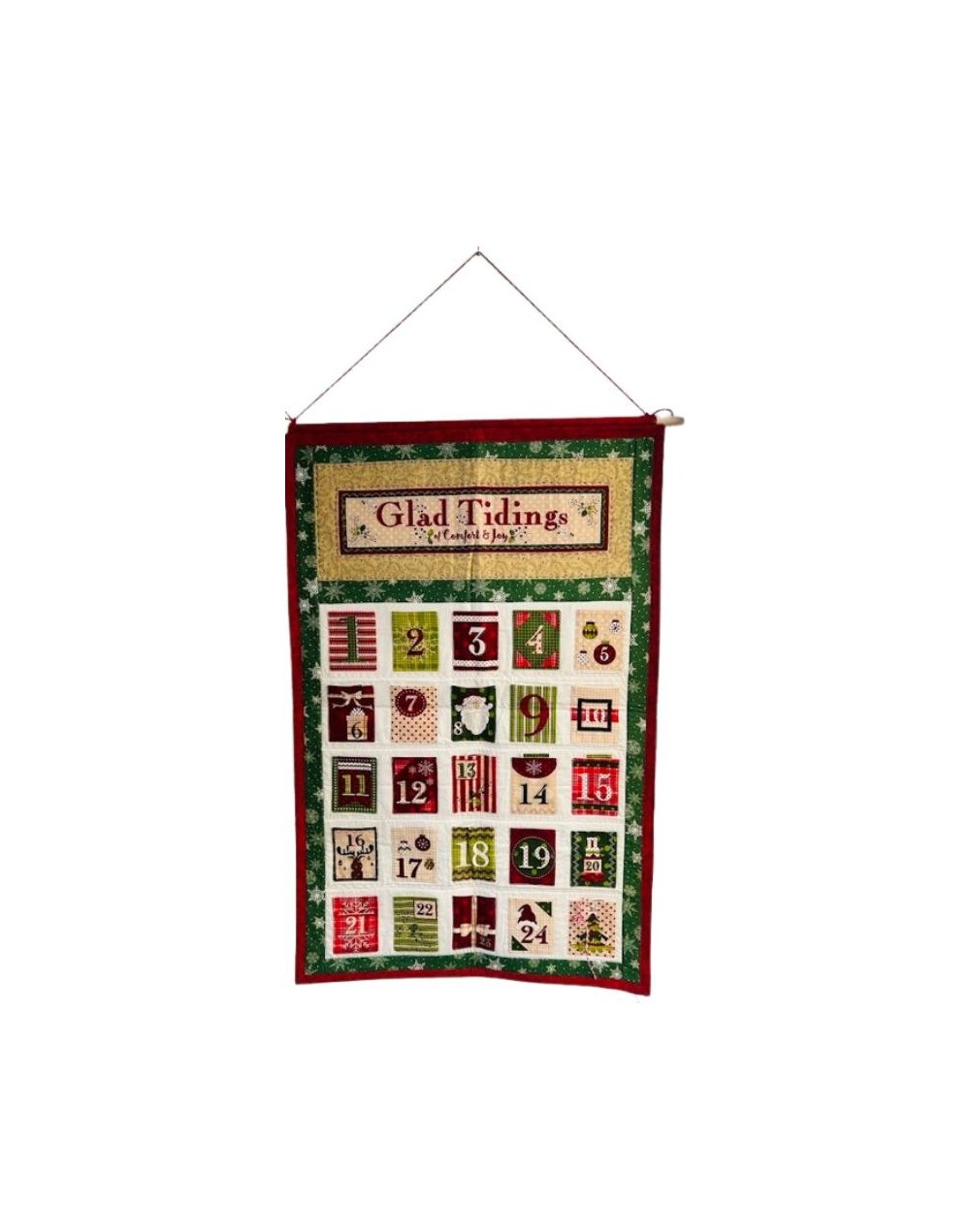 Calendario de Adviento artesanal en tela – Panel decorativo navideño