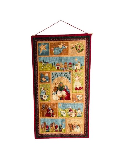 Panel decorativo navideño en patchwork – Escena del Pesebre