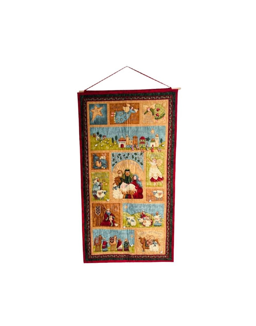 Panel decorativo navideño en patchwork – Escena del Pesebre