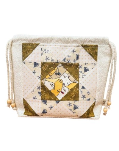 Bolsa artesanal en Patchwork con diseño de focas