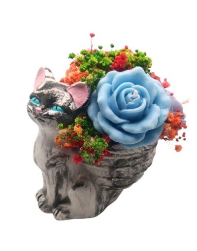 Gato Sentado Bouquet de Velas