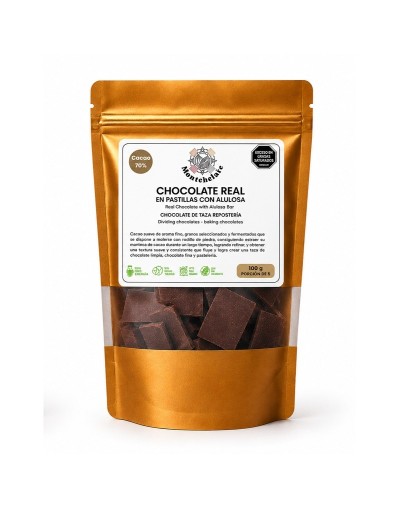 CHOCOLATE REAL EN PASTILLA ENDULZADO CON ALULOSA CACAO 52% 100G