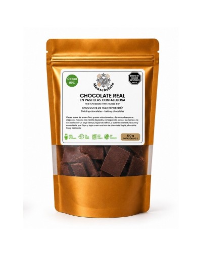 CHOCOLATE REAL EN PASTILLA ENDULZADO CON ALULOSA CACAO 80% 100G