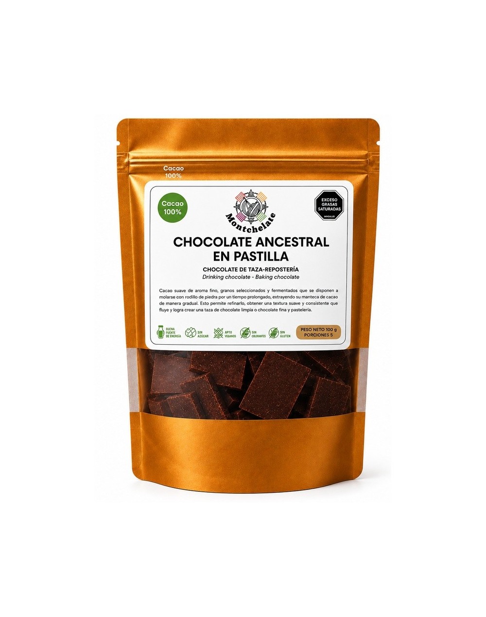 CACAO ANCESTRAL EN PASTILLA CACAO 100% 100G