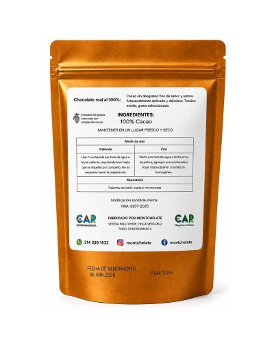 CACAO ANCESTRAL EN PASTILLA CACAO 100% 100G