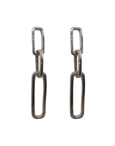 Aretes enlaces largos en plata
