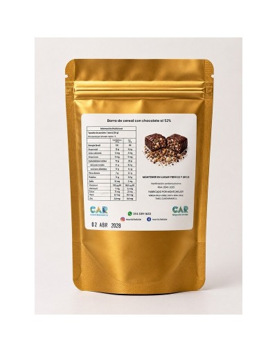BARRA DE CEREAL CON CHOCOLATE 52% 