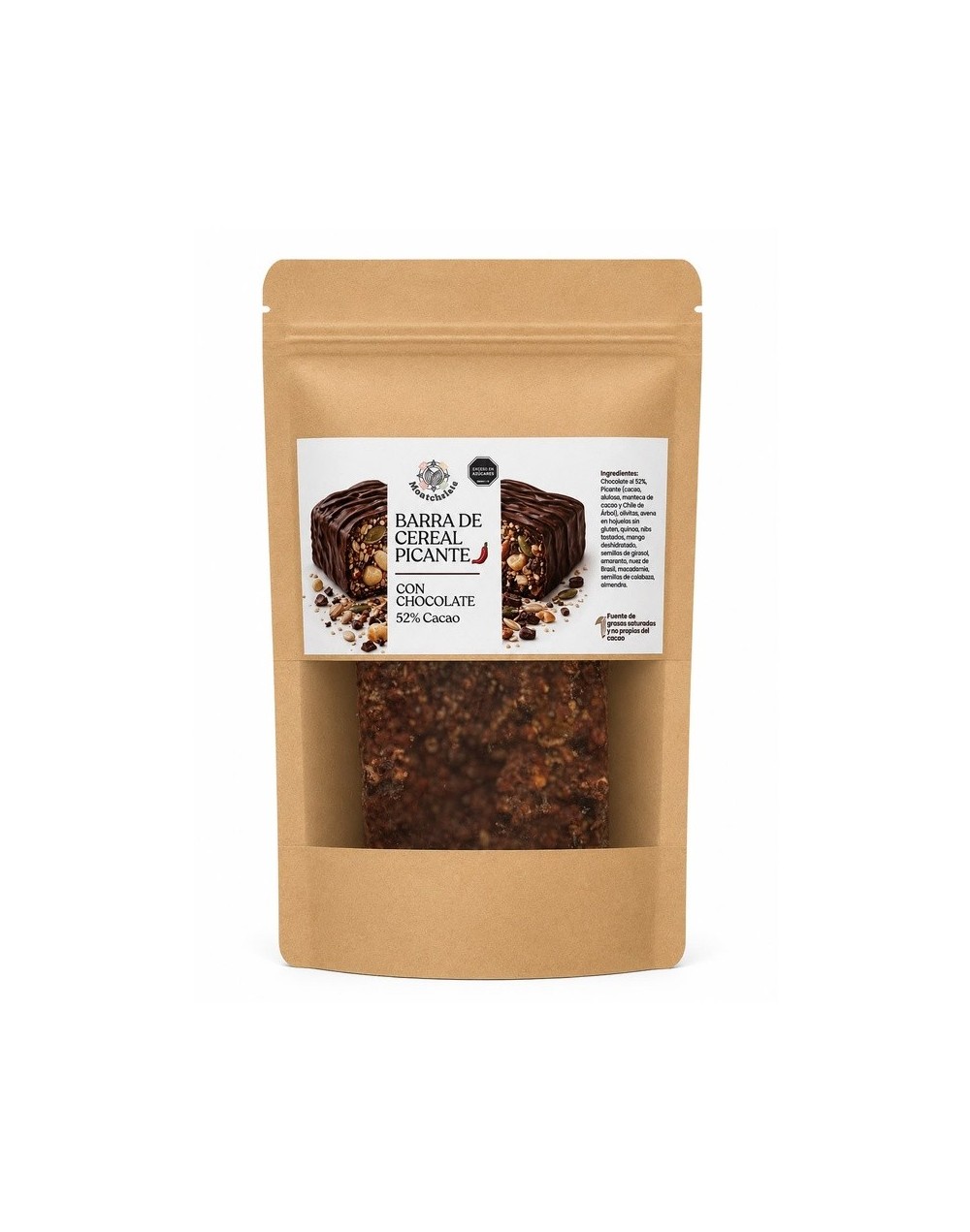 BARRA DE CEREAL PICANTE CON CHOCOLATE 52%