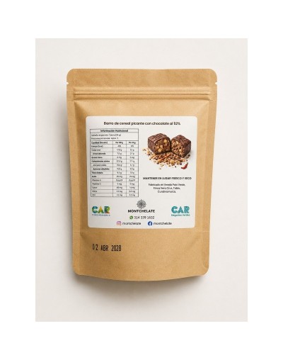 BARRA DE CEREAL PICANTE CON CHOCOLATE 52%