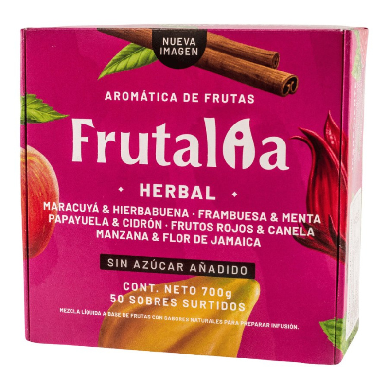 Aromática de frutas concentradas con hierbas  marca frutalia herbal  x 100 sobres