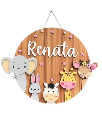 Letrero decorativo infantil personalizado en madera