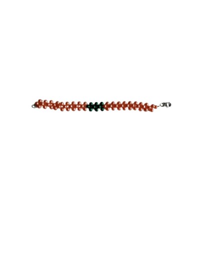 Pulsera Perlas Sintéticas Salmón y Verde Brillante 