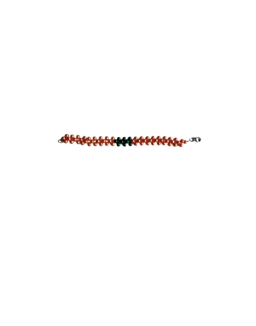 Pulsera Perlas Sintéticas Salmón y Verde Brillante 