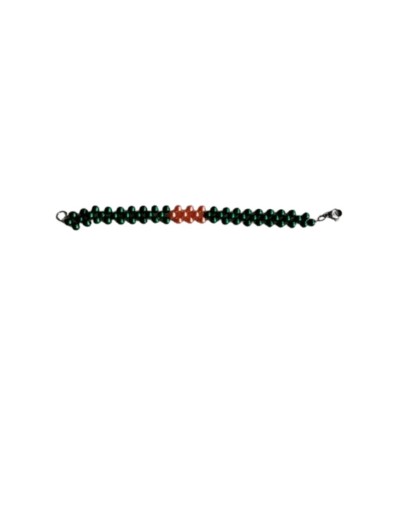 Pulsera Perlas Sintéticas  y Verde Brillante y Salmón 