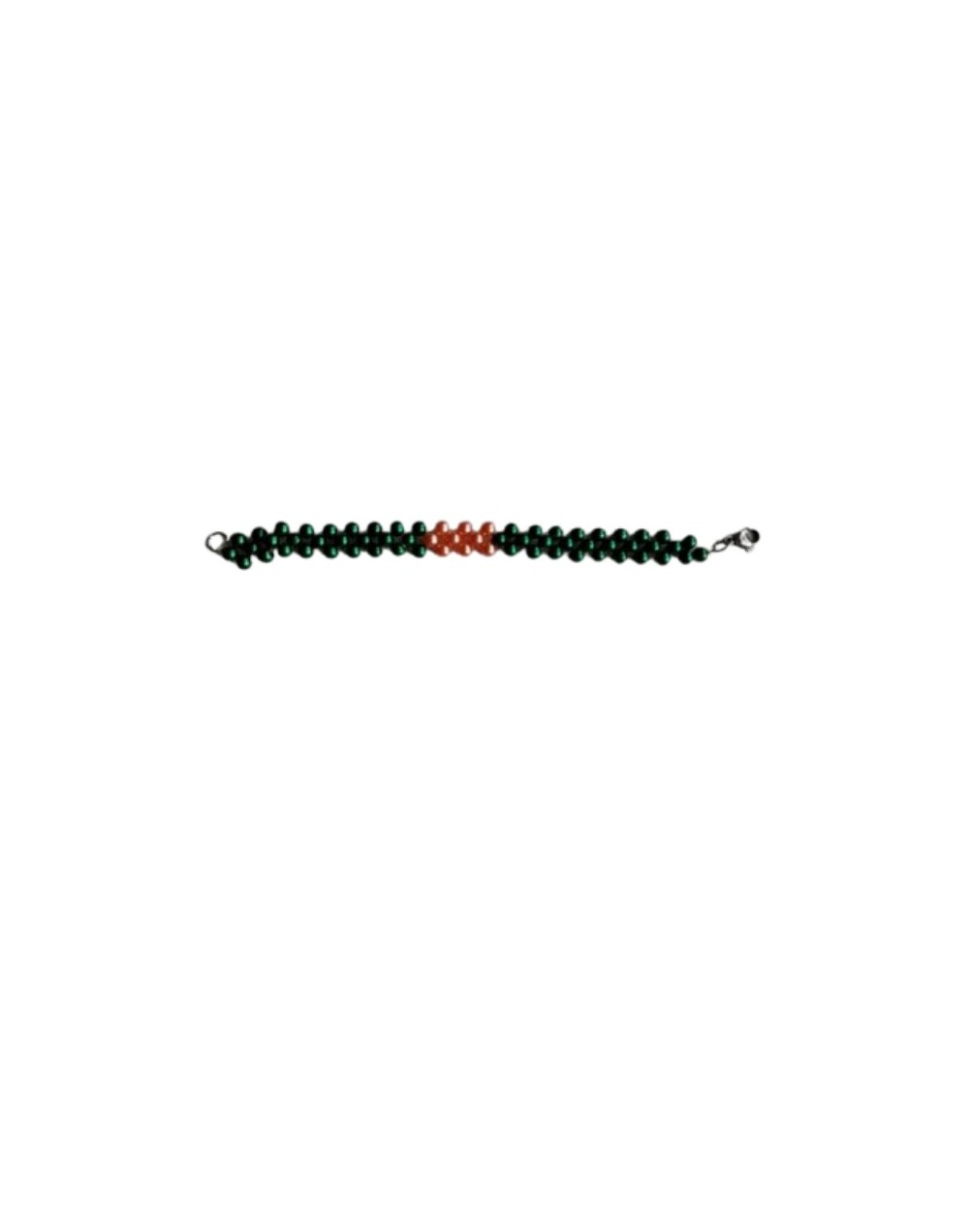 Pulsera Perlas Sintéticas  y Verde Brillante y Salmón 