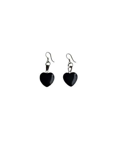 Aretes Ónix Corazón 