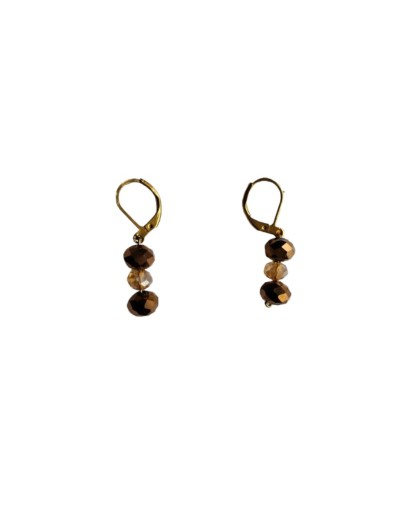 Aretes Muranos Bronce y Amarillo Translúcido 