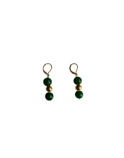 Aretes Jade y Balines Dorados 