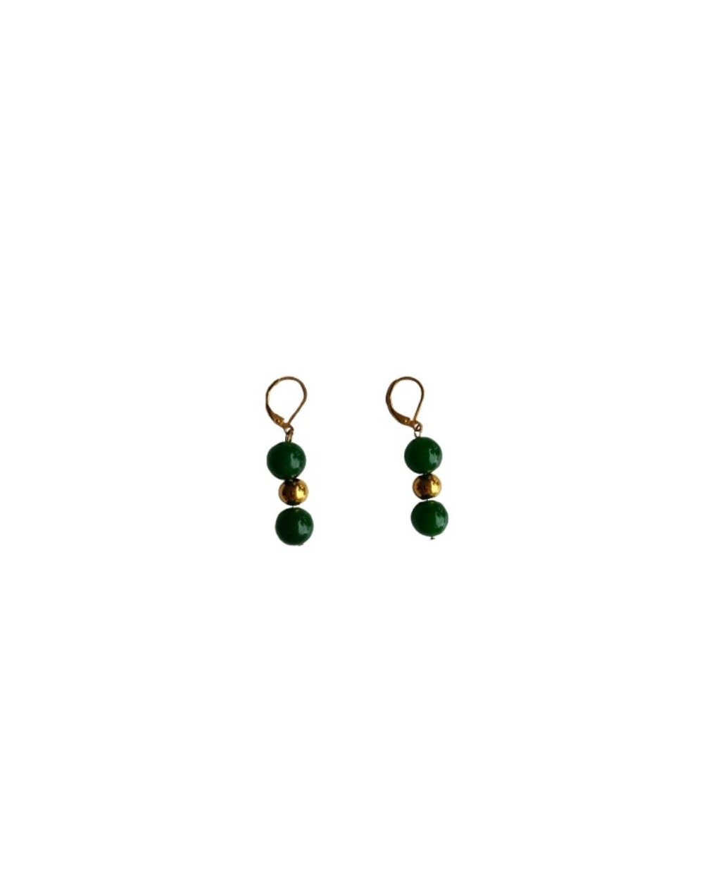 Aretes Jade y Balines Dorados 
