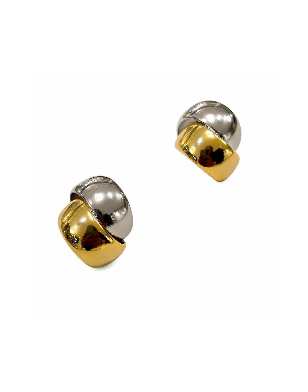 Aretes entrelazados plateado y oro