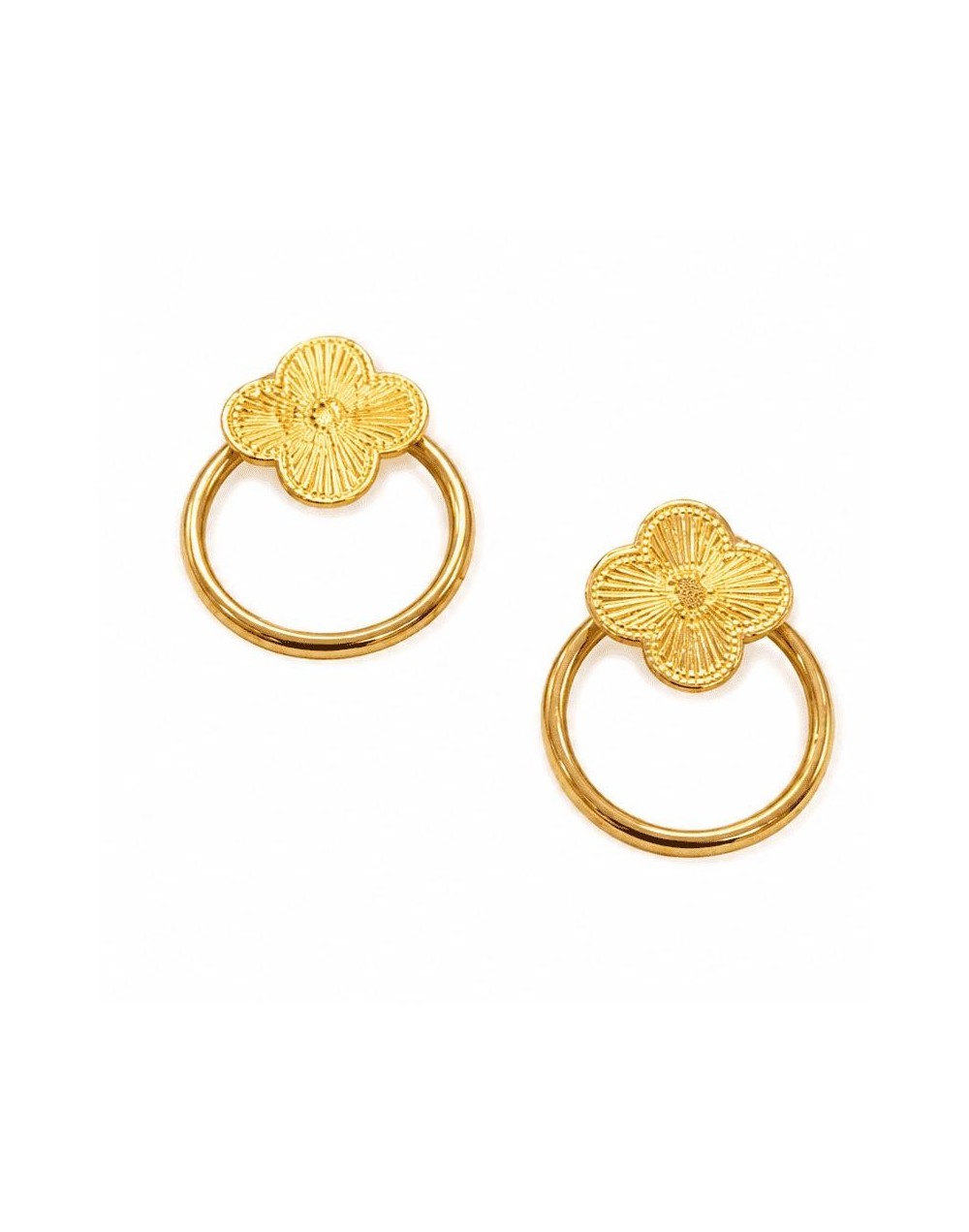 Aretes clover dorado