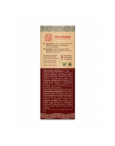 CHOCOLATINA 52% CON PISTACHO Y SAL ROSADA 10G