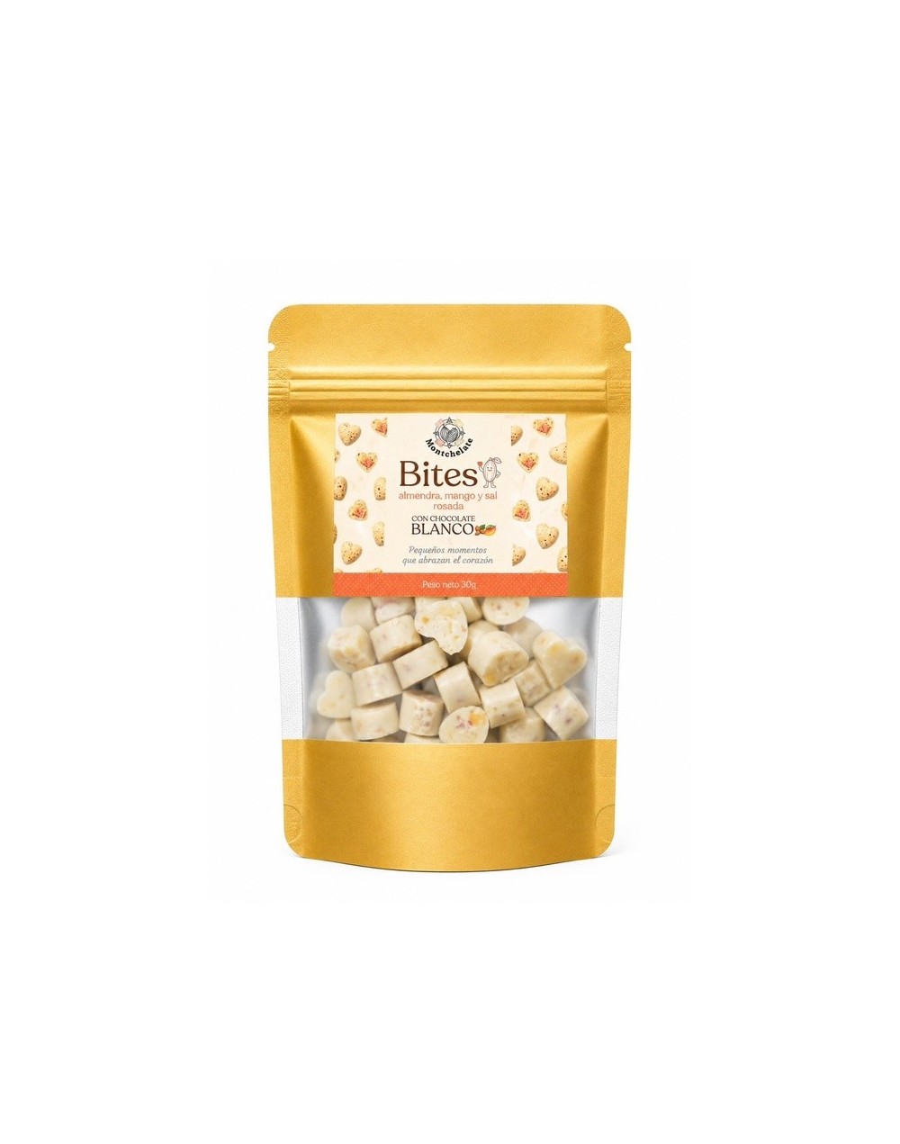 BITES CHOCOLATE BLANCO, ALMENDRA MANGO Y SAL ROSADA 30G