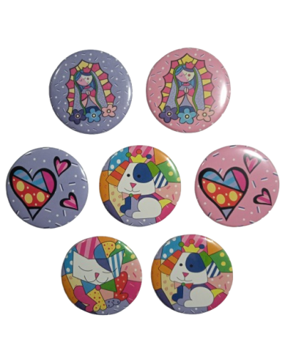  Pines Botones de 58 mm – Diseños inspirados en el estilo Britto Pines Botones de 58 mm – Diseños inspirados en el estilo Britto