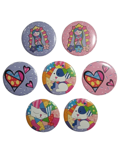  Pines Botones de 58 mm – Diseños inspirados en el estilo Britto Pines Botones de 58 mm – Diseños inspirados en el estilo Britto