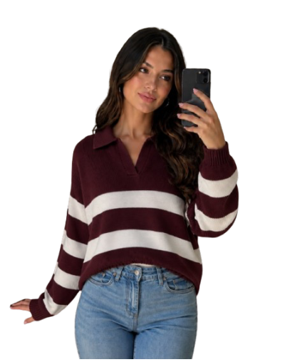 Suéter Polo Franjas