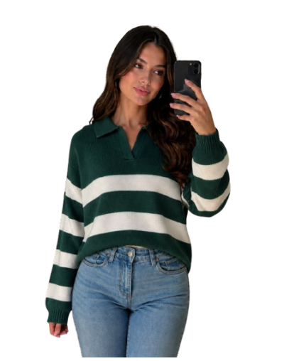Suéter Polo Franjas