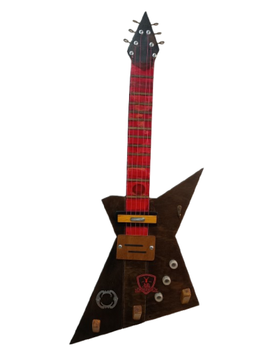 Guitarra Escultórica "Resonancias Recuperadas" - Rojo Profundo