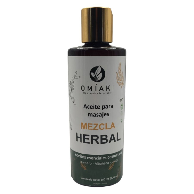 Aceite para masajes mezcla herbal omiaki con aceites esenciales 250 ml