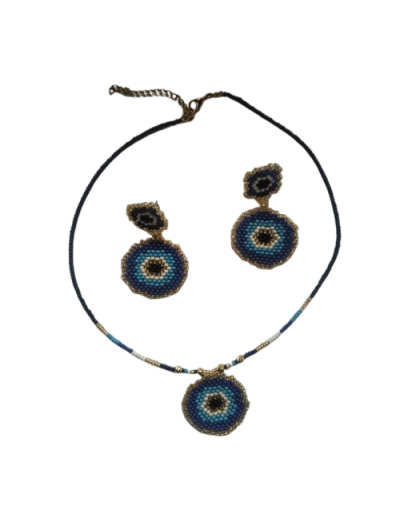 Aretes Collar y aretes ojo turco
