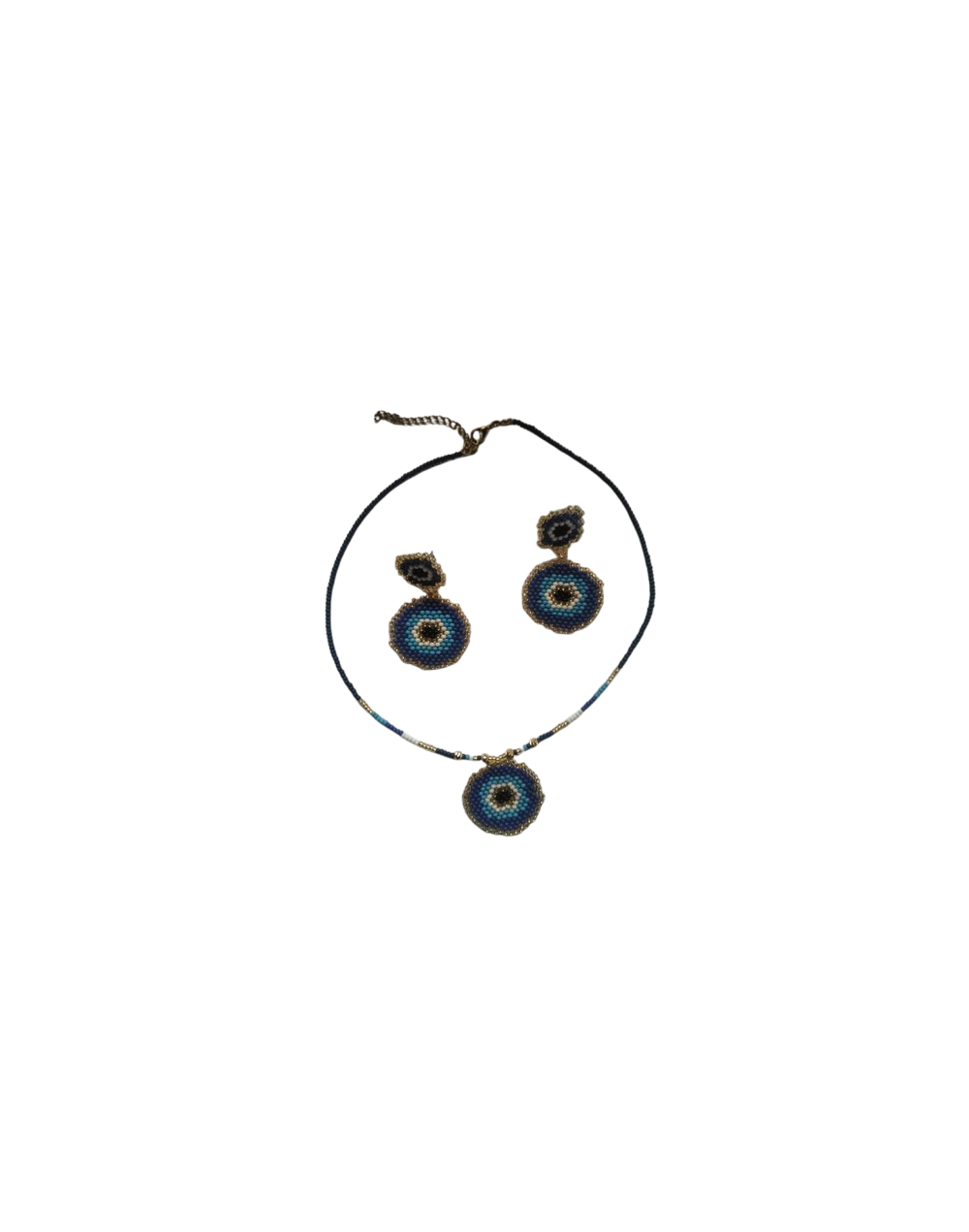 Aretes Collar y aretes ojo turco