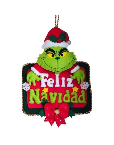 Letrero Navideño El Grinch en Paño Lency