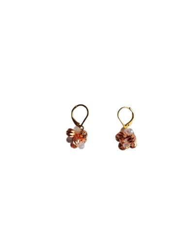 Aretes Muranitos Transparentes y Rodios Rosados 