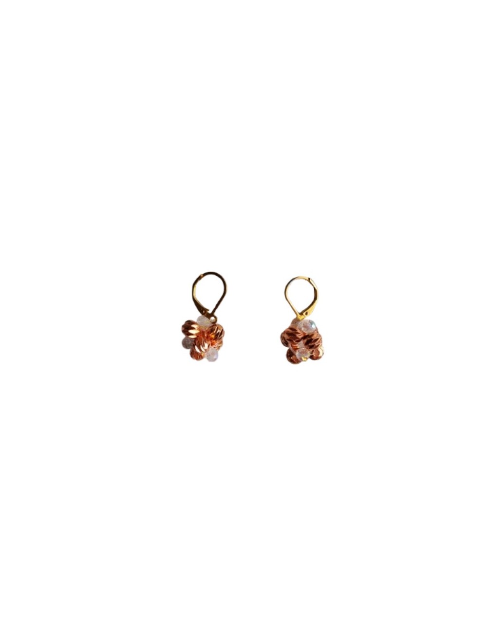 Aretes Muranitos Transparentes y Rodios Rosados 