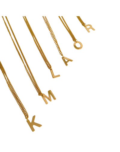 Collar de Iniciales en Acero Dorado