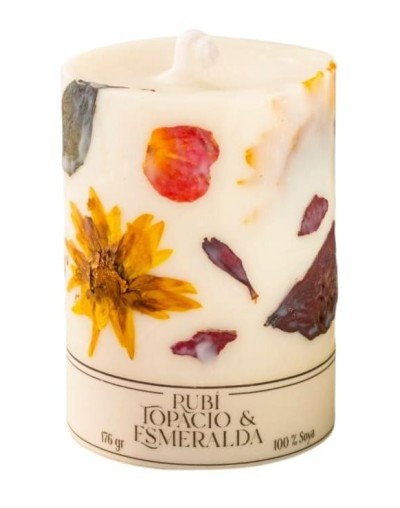 Vela floral rubí, esmeralda & topacio.