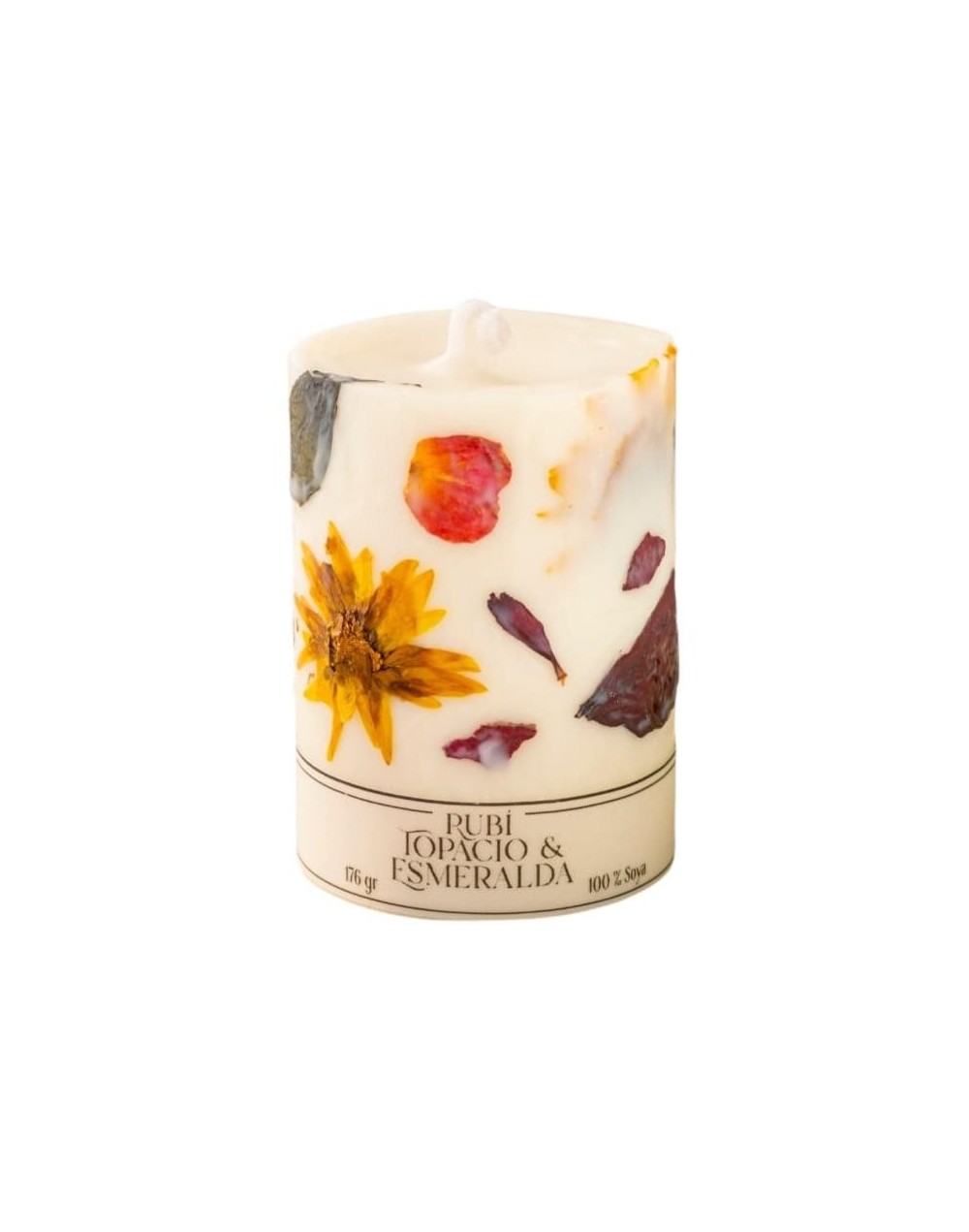 Vela floral rubí, esmeralda & topacio.
