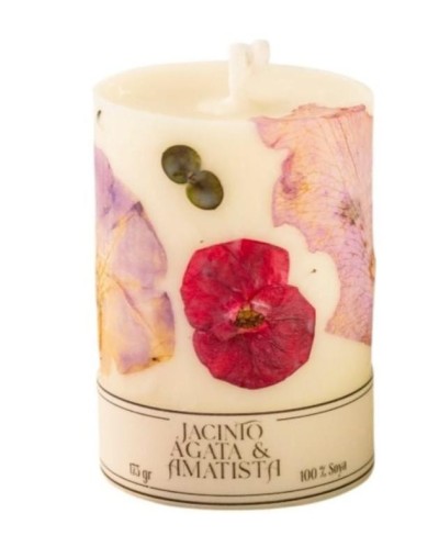 Vela floral jacinto, ágata & amatista