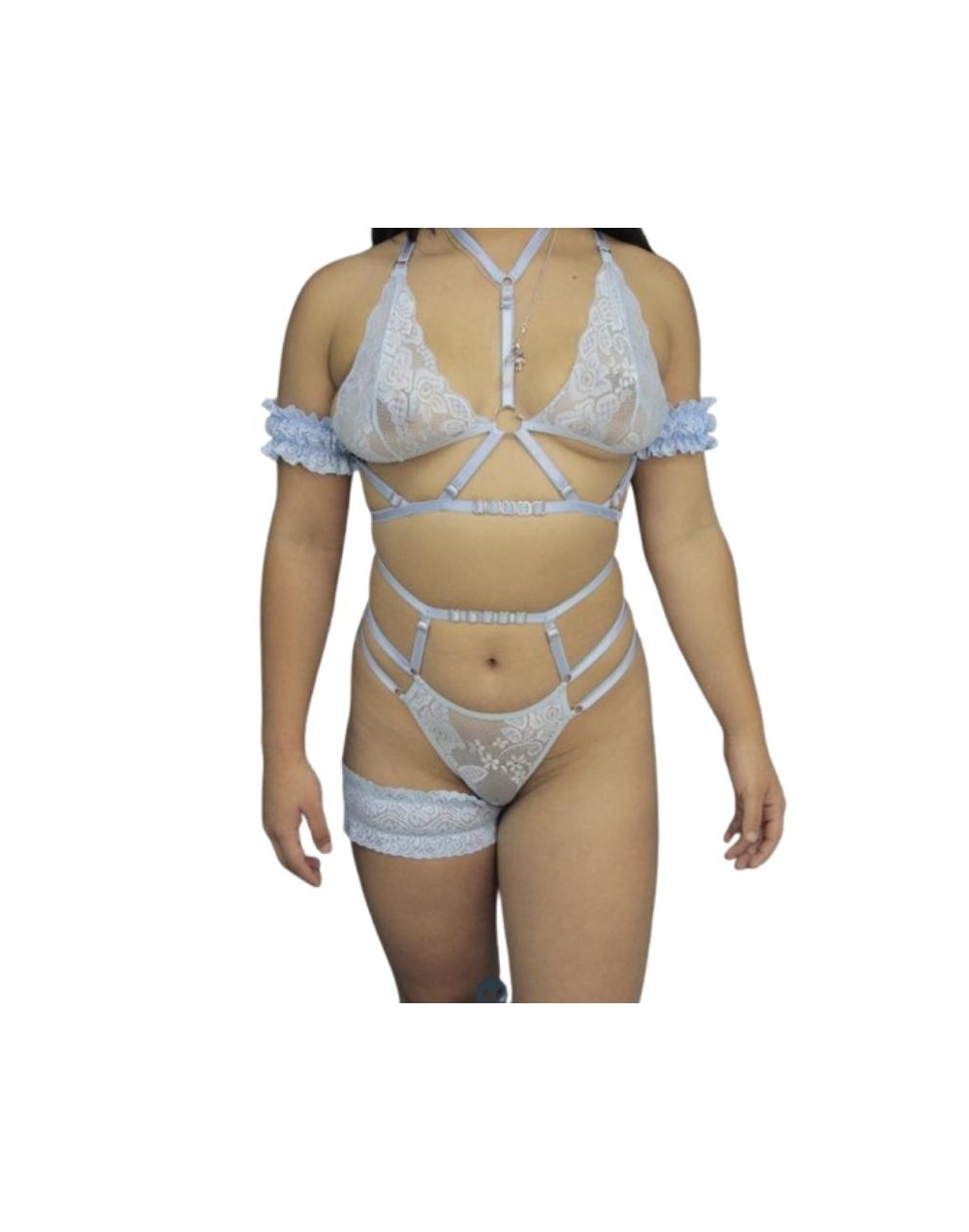 Set Karla | Bralette y Panty en Encaje con Gargantilla | Candy Variedades ED