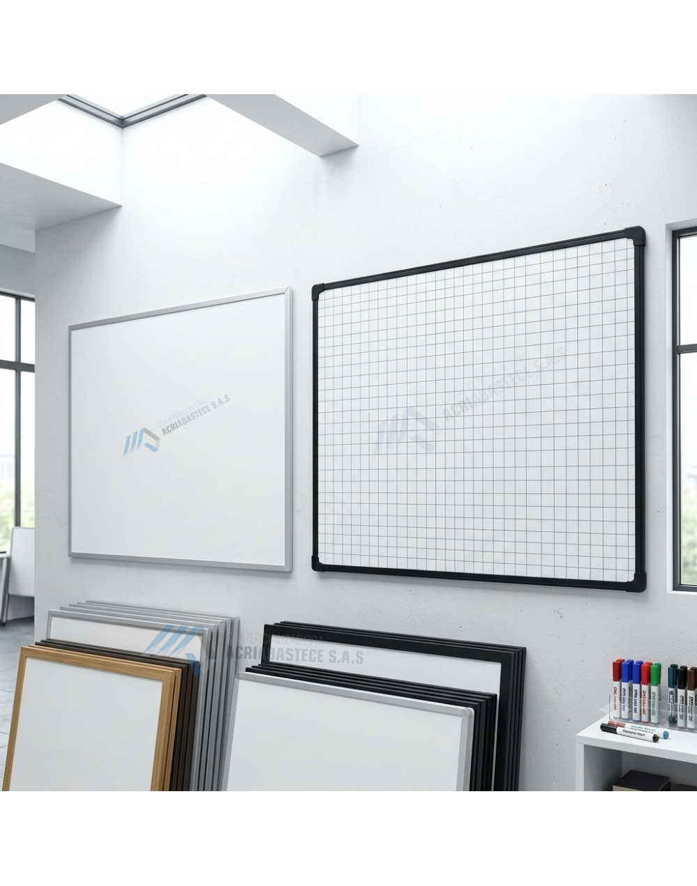 Tablero acrílico borrable de 80x60 cm cuadriculado