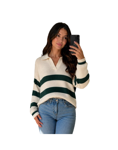 Suéter Polo Franjas